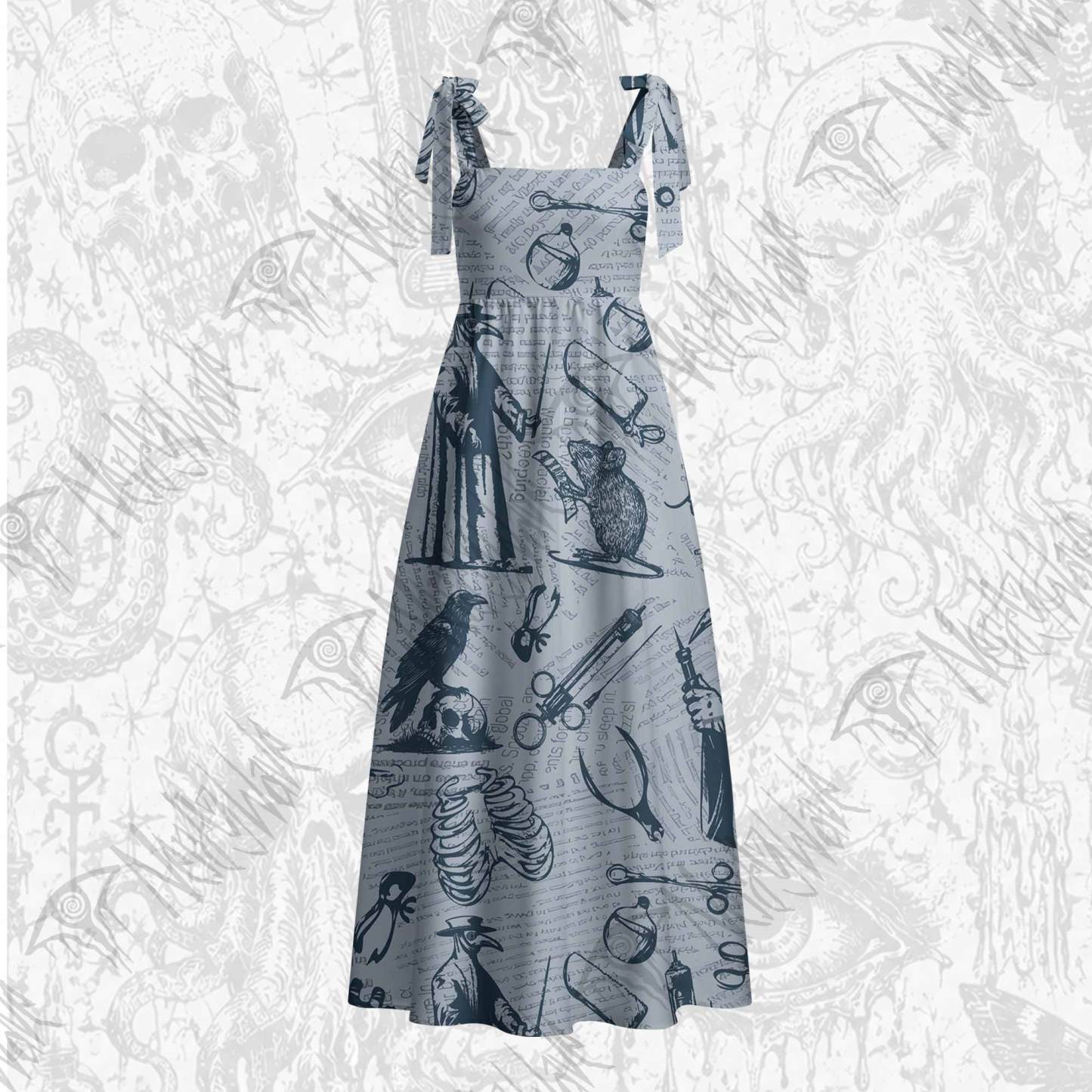 Black Death Tie Shoulder Maxi Dress