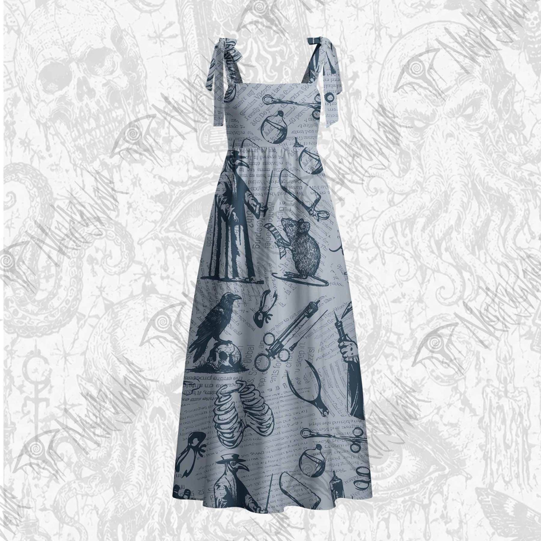 Black Death Tie Shoulder Maxi Dress