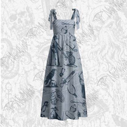 Black Death Tie Shoulder Maxi Dress
