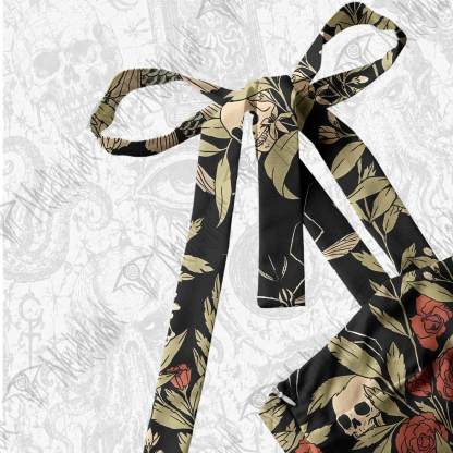 Skull and Flying Fish Tie Shoulder Maxi Dress