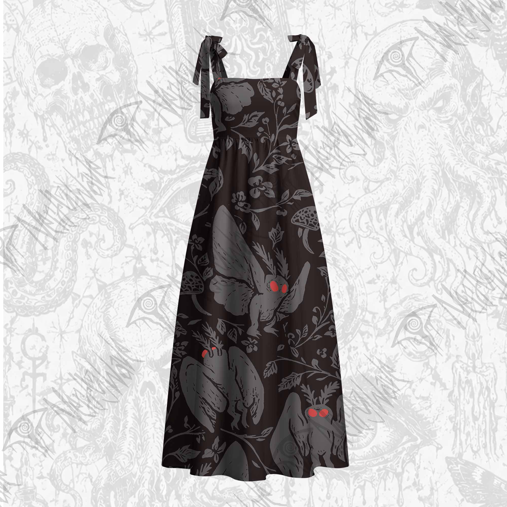 Mothman in the Jungle Tie Shoulder Maxi Dress
