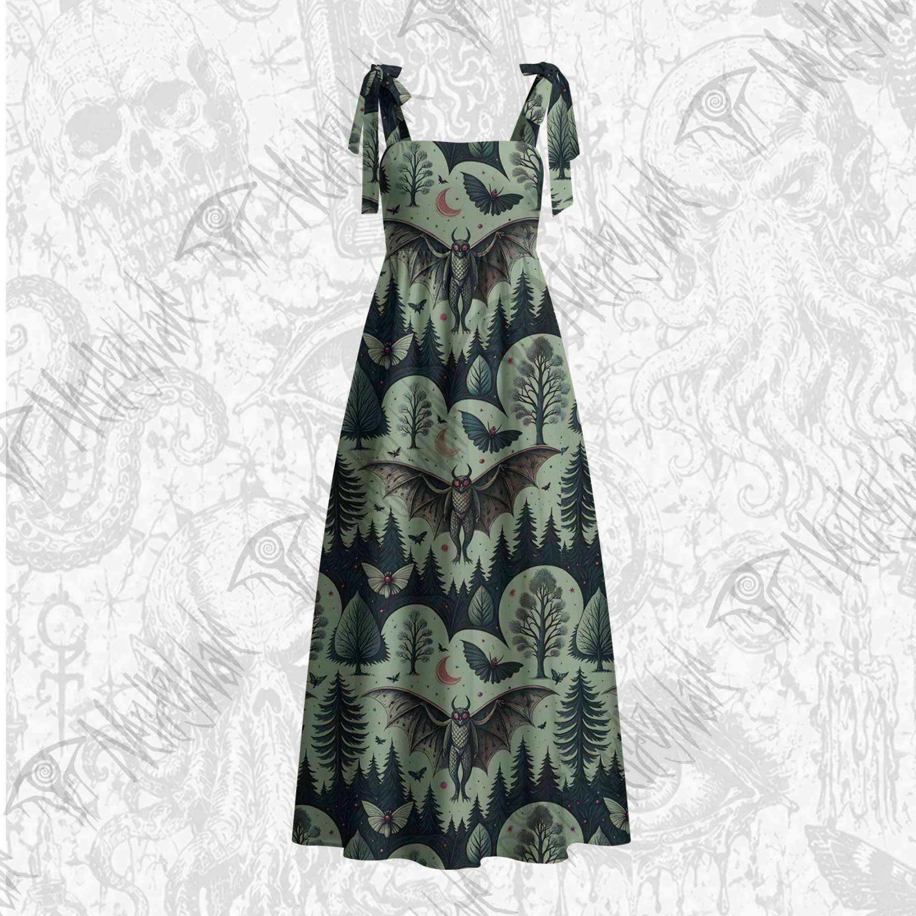 Home of the Mothman Tie Shoulder Maxi Dress