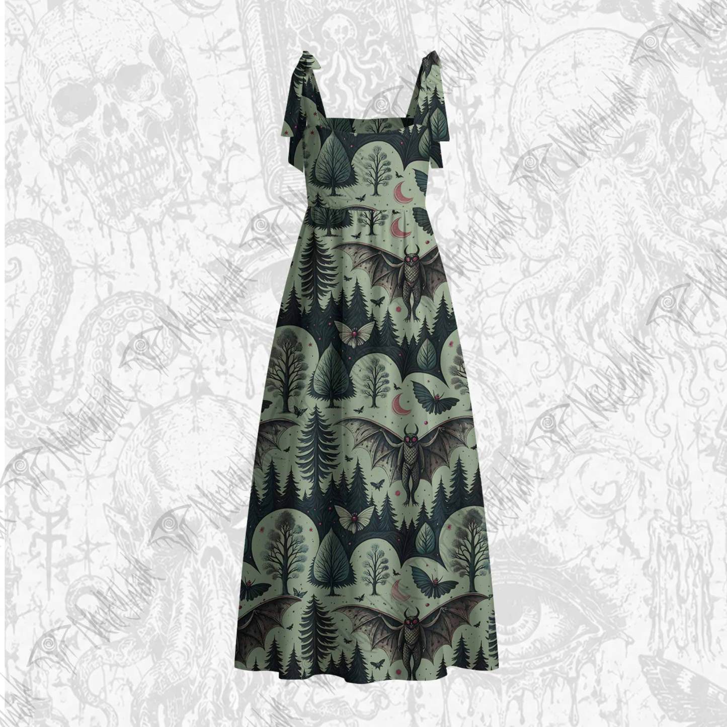 Home of the Mothman Tie Shoulder Maxi Dress