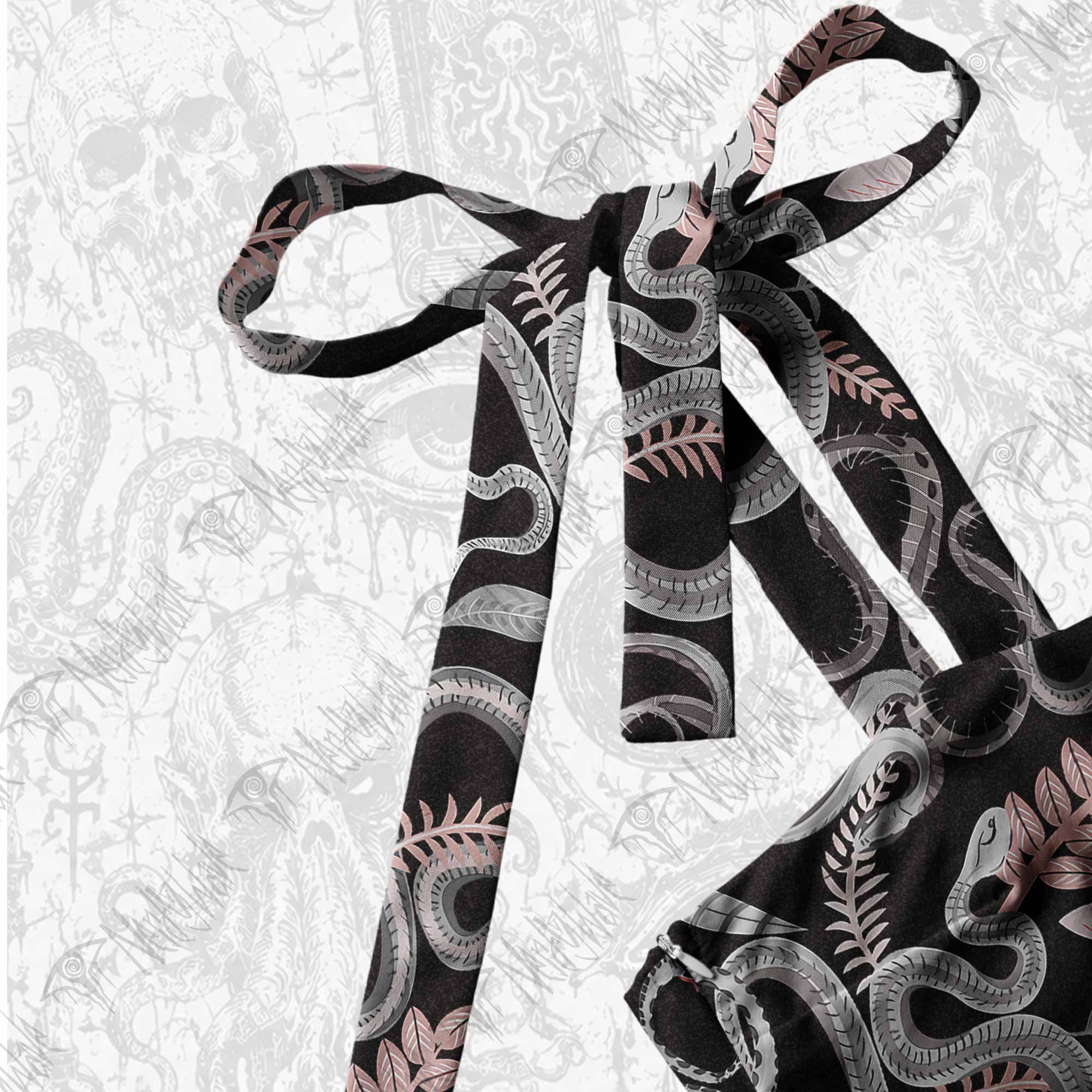 Snakes and Flowers Tie Shoulder Maxi Dress