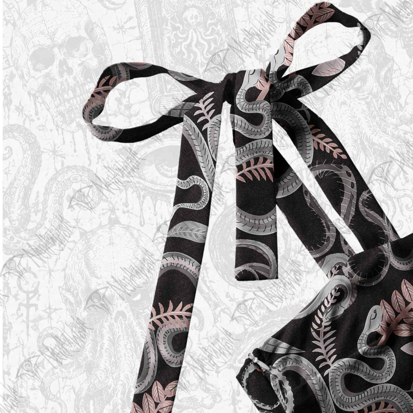 Snakes and Flowers Tie Shoulder Maxi Dress