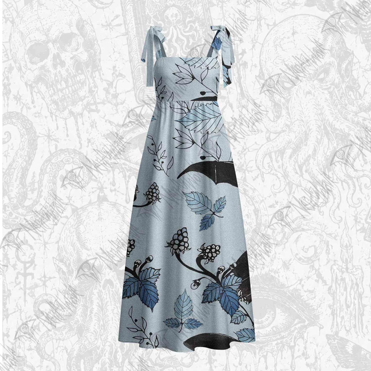 Flying Bats Tie Shoulder Maxi Dress