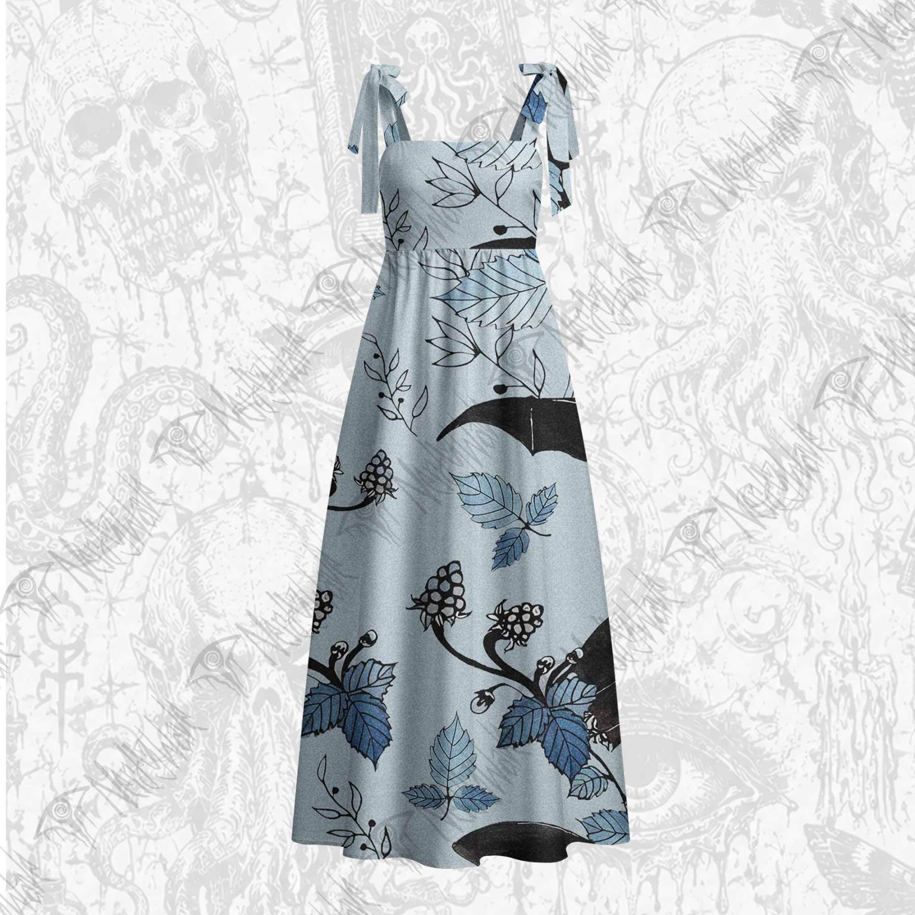 Flying Bats Tie Shoulder Maxi Dress