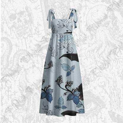 Flying Bats Tie Shoulder Maxi Dress