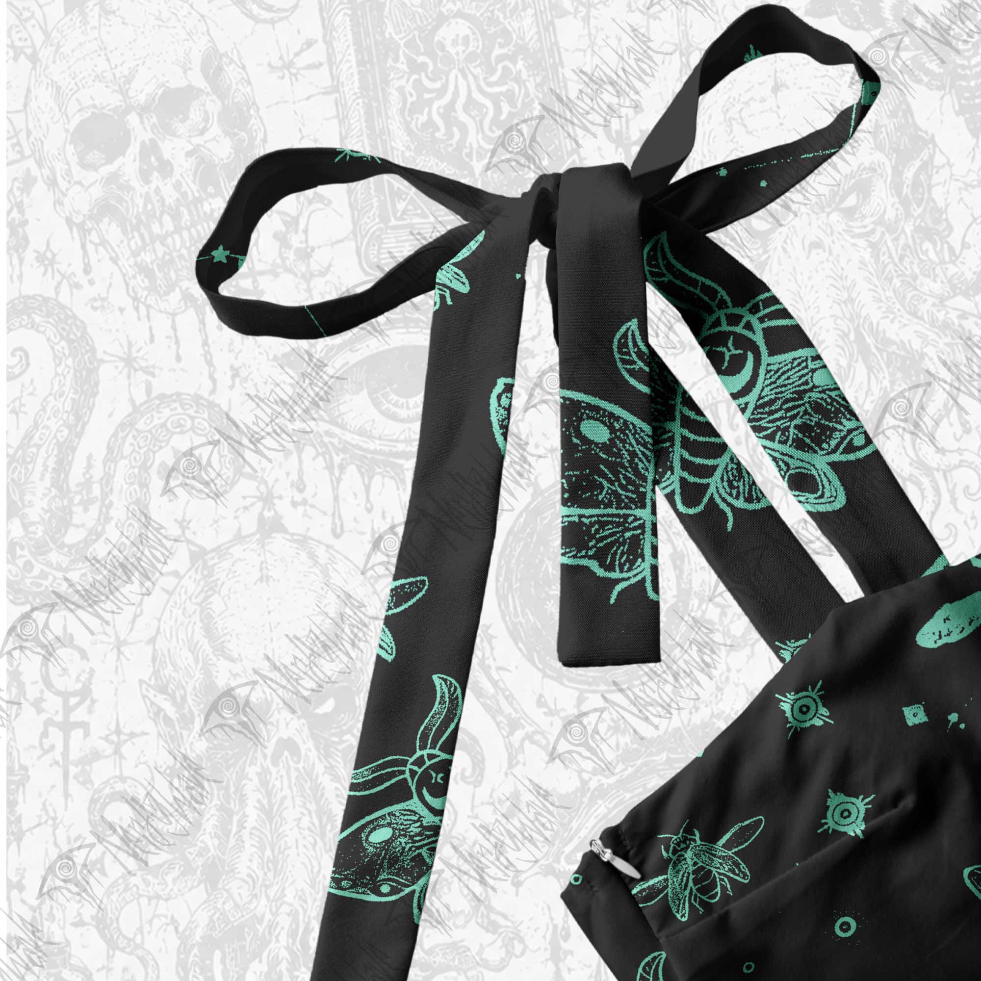 Midnight Flying Insect Tie Shoulder Maxi Dress