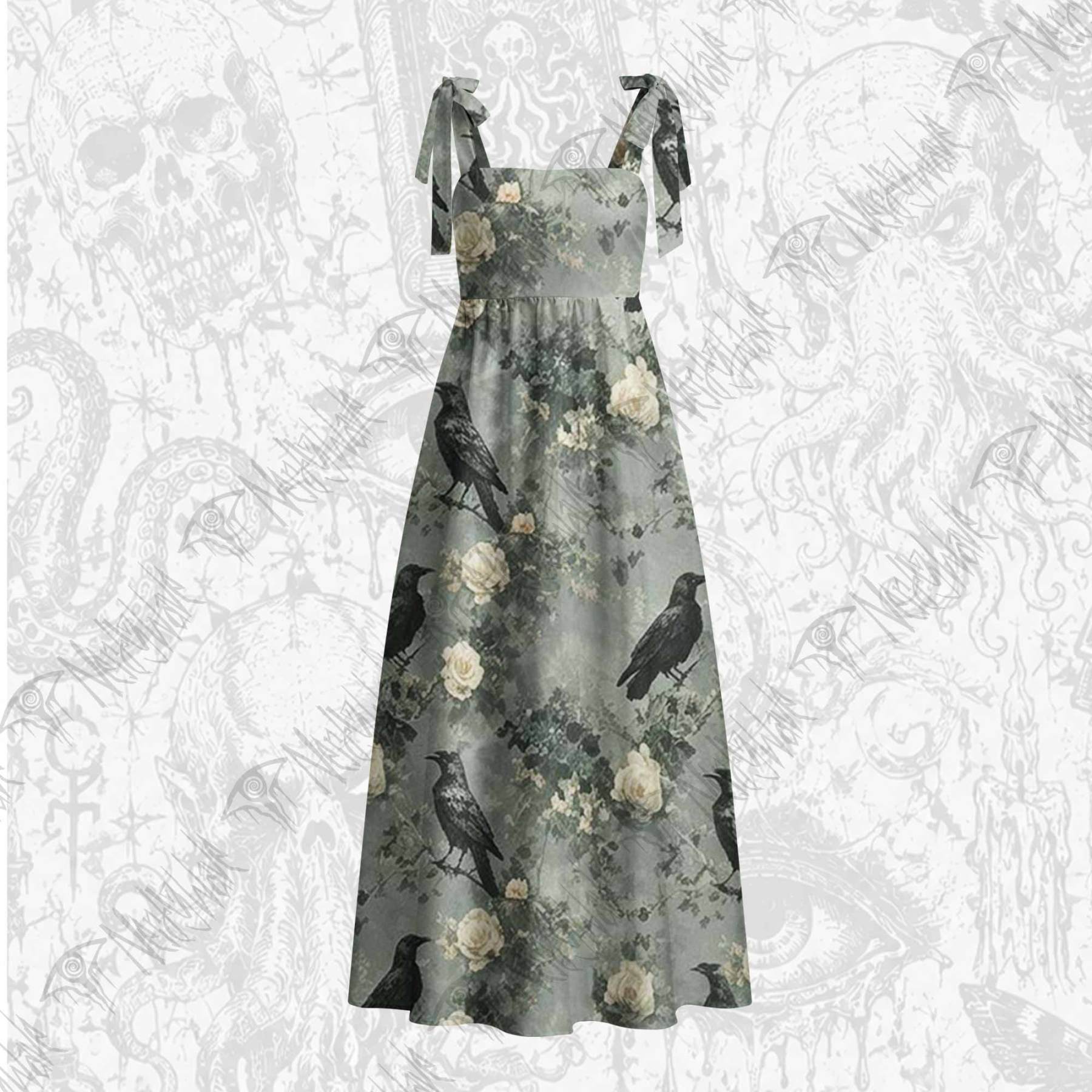 Raven’s Requiem Tie Shoulder Maxi Dress
