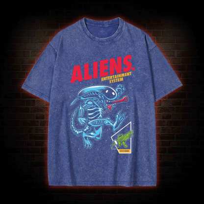 Aliens Entertainment System Washed T-shirt