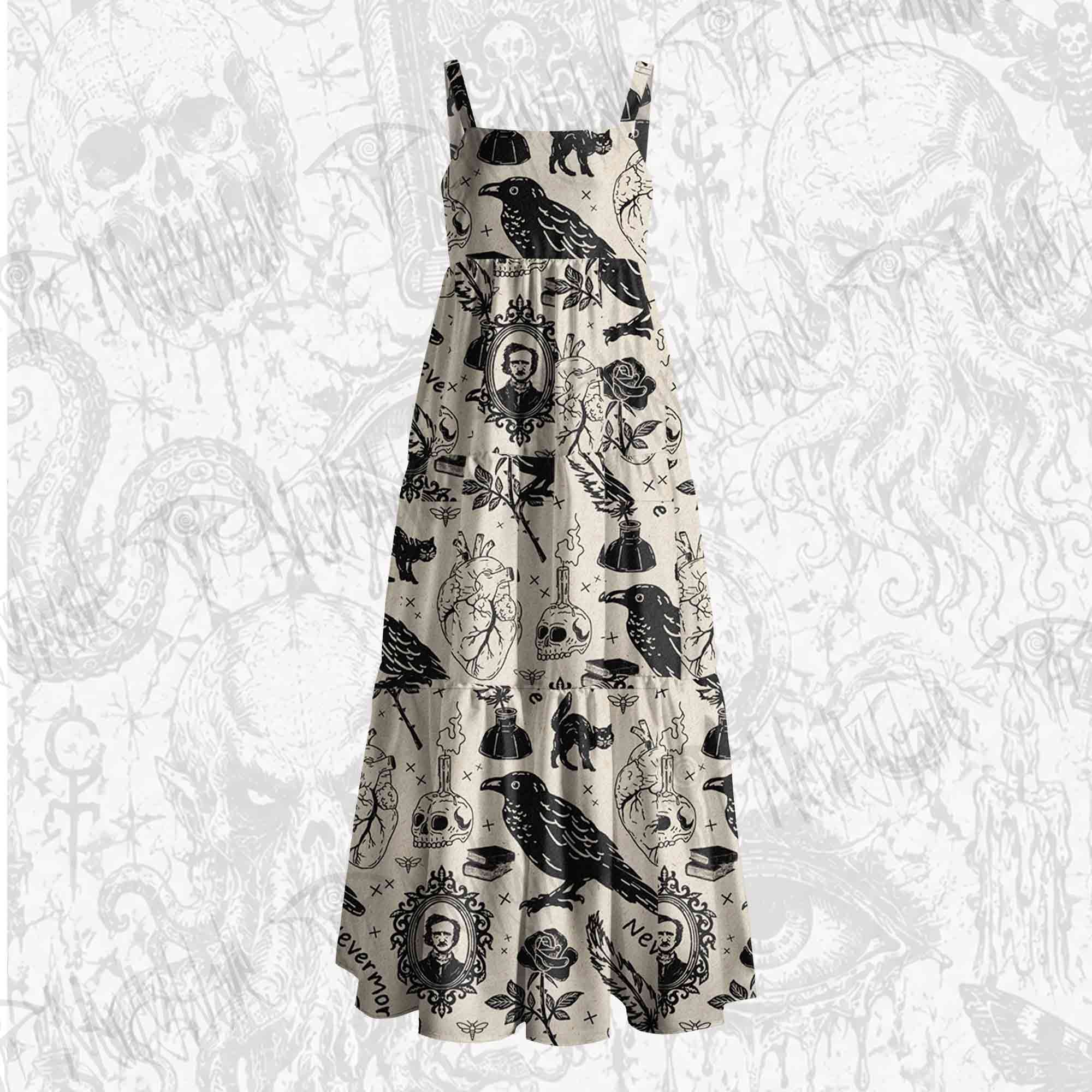 Raven’s Ink Wide Straps Maxi Dress