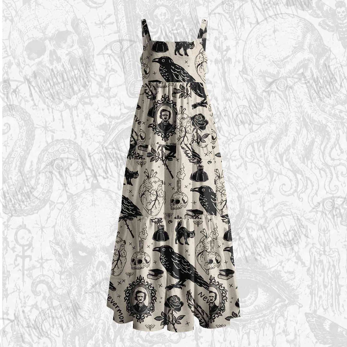 Raven’s Ink Wide Straps Maxi Dress