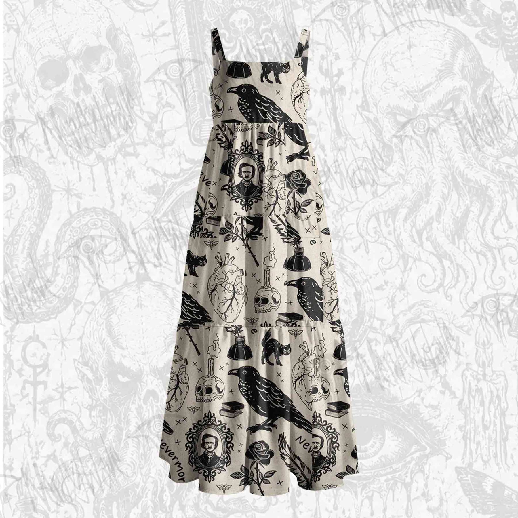 Raven’s Ink Wide Straps Maxi Dress