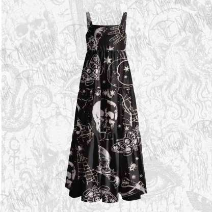Death's Head Moth Wide Straps Maxi Dress