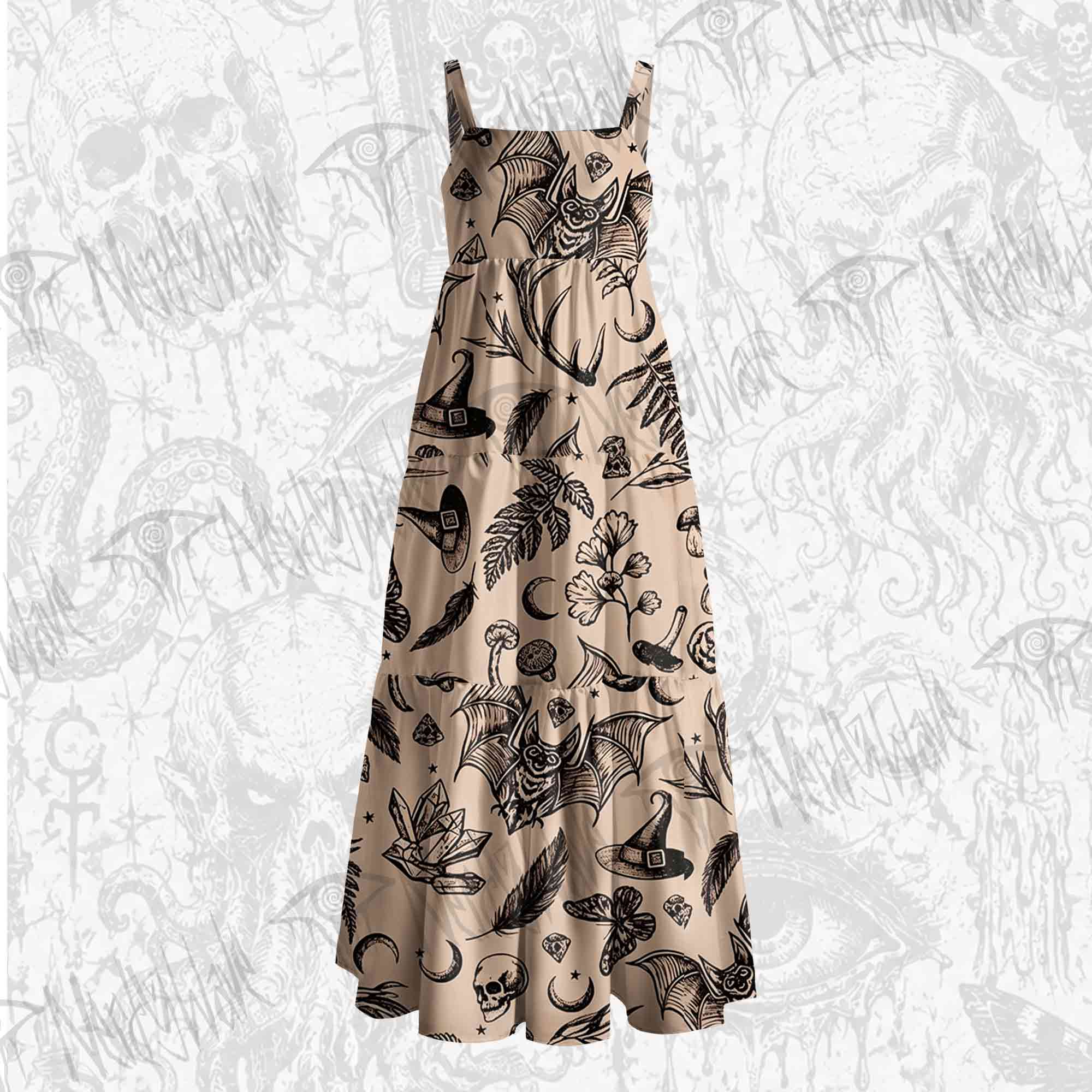 Witchy Botanical Wide Straps Maxi Dress