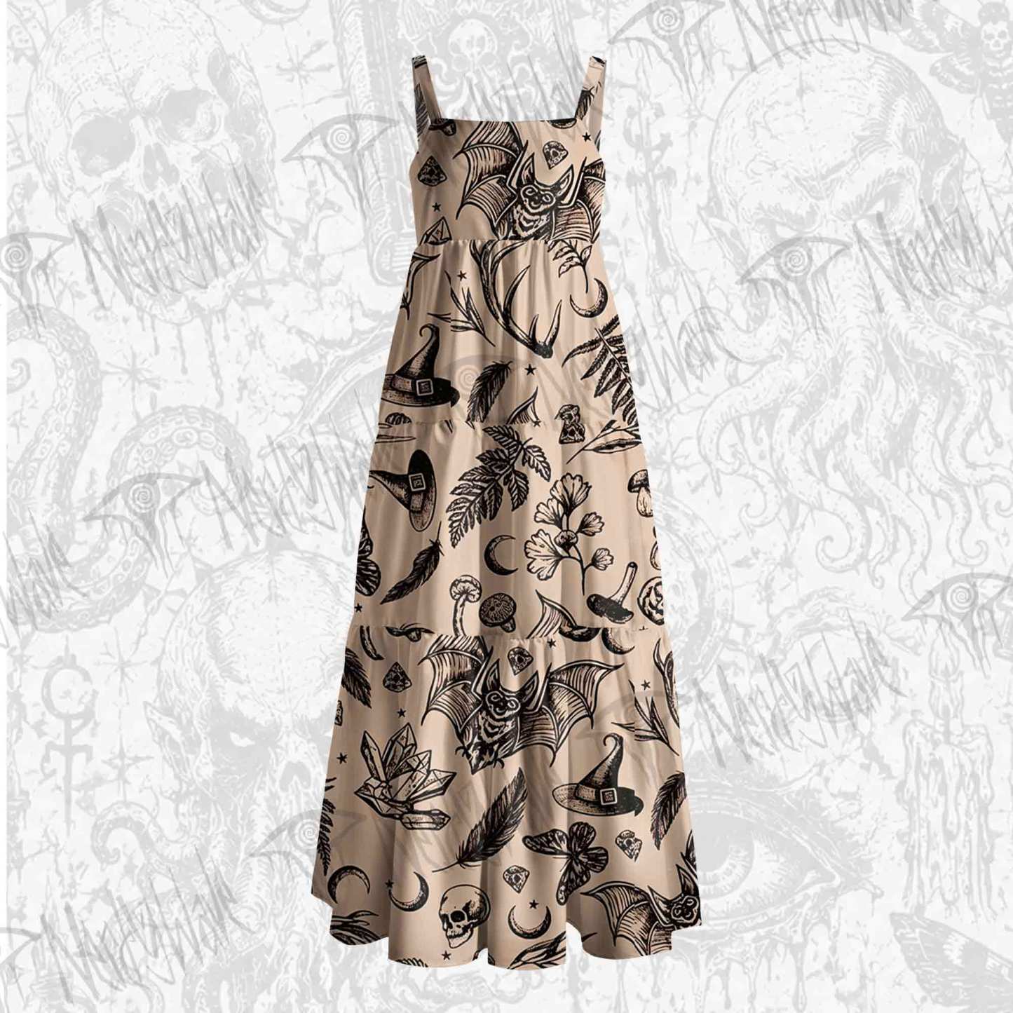 Witchy Botanical Wide Straps Maxi Dress