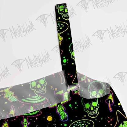 Neon Green Skulls Wide Straps Maxi Dress