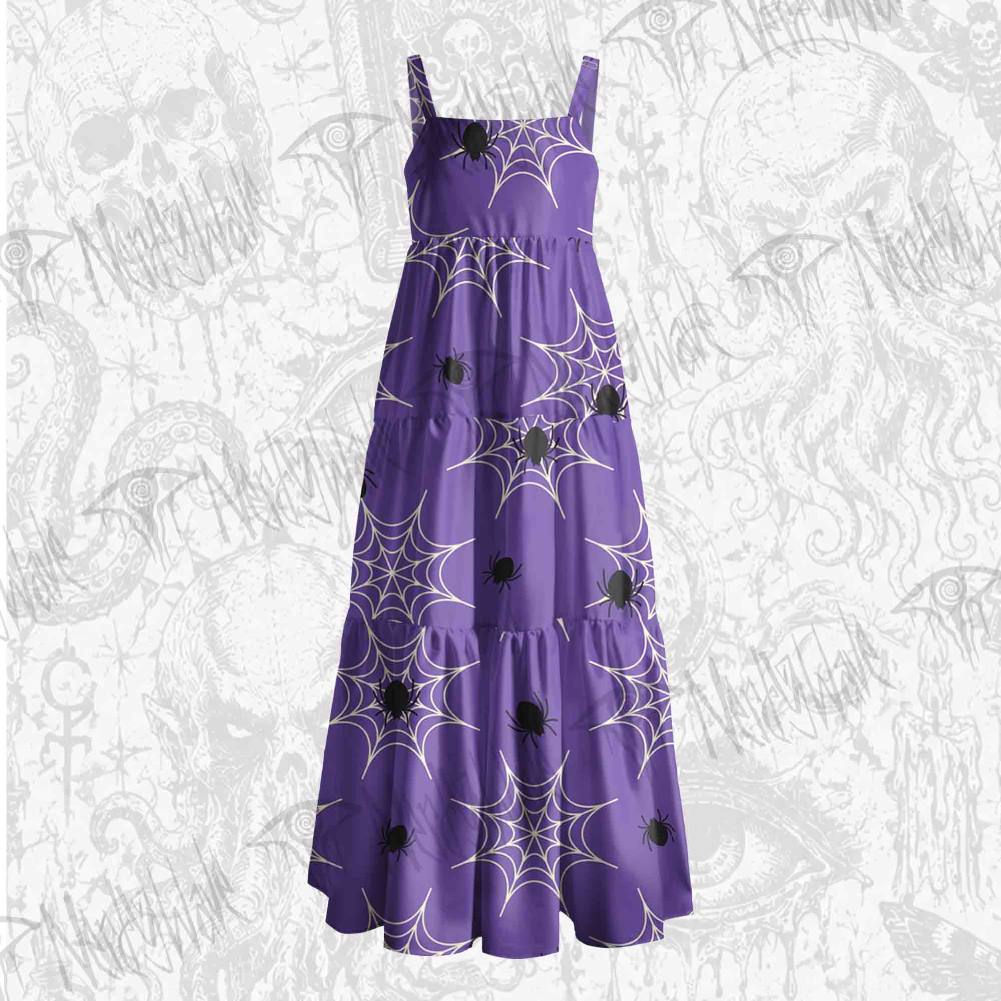 Spiders and Webs Wide Straps Maxi Dress