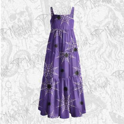 Spiders and Webs Wide Straps Maxi Dress