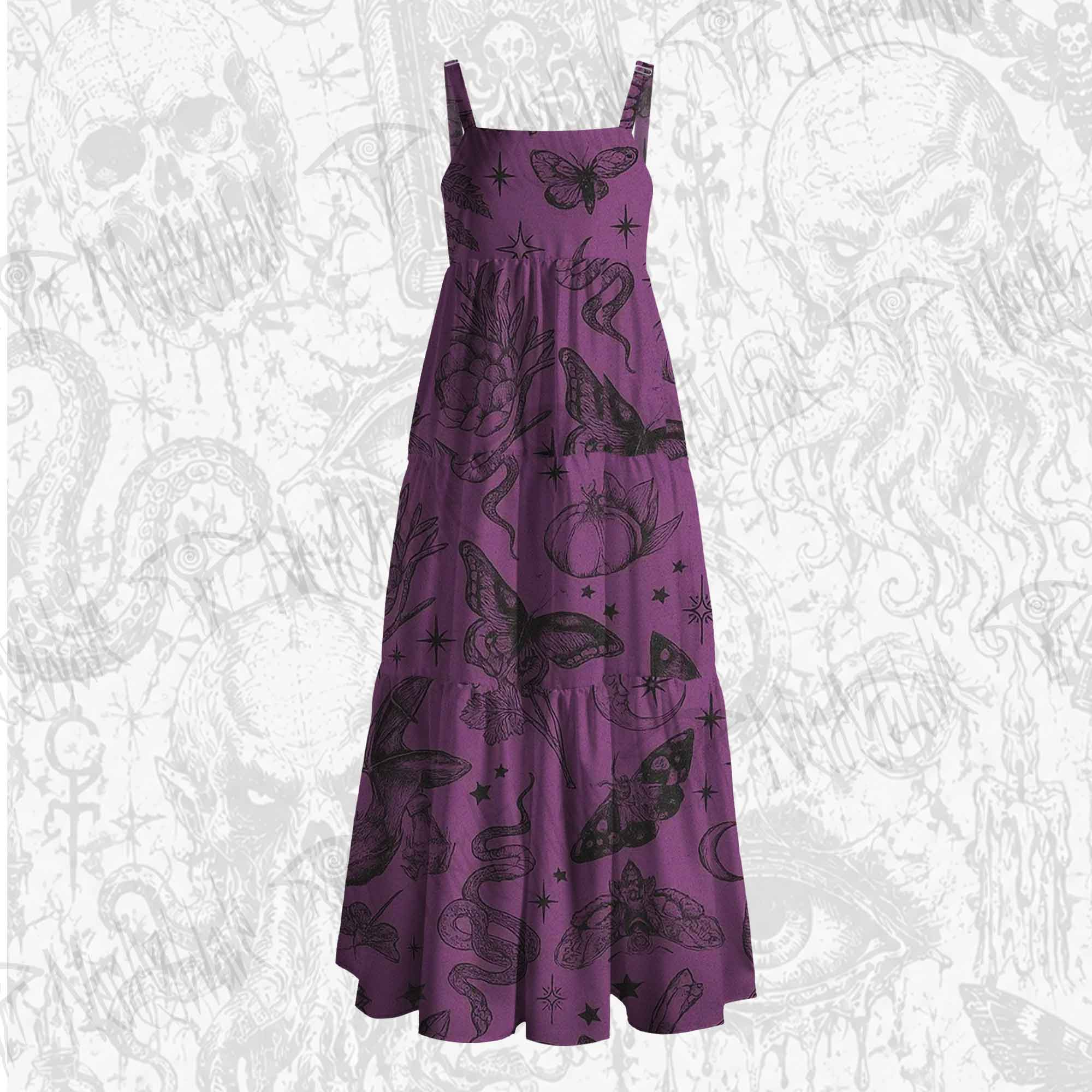Witchy Aesthetic Wide Straps Maxi Dress