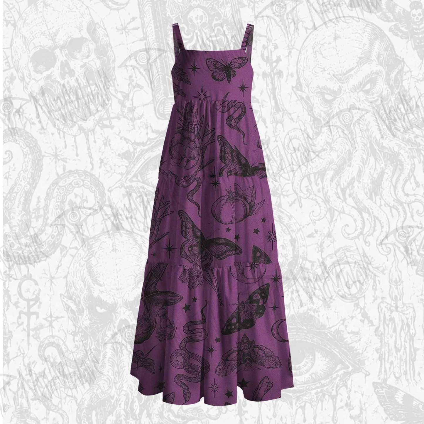 Witchy Aesthetic Wide Straps Maxi Dress