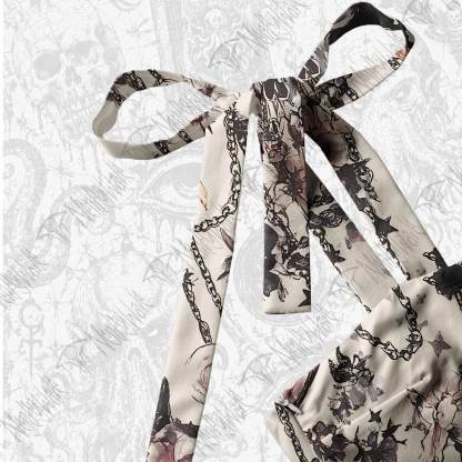 Skull & Heart Tie Shoulder Maxi Dress