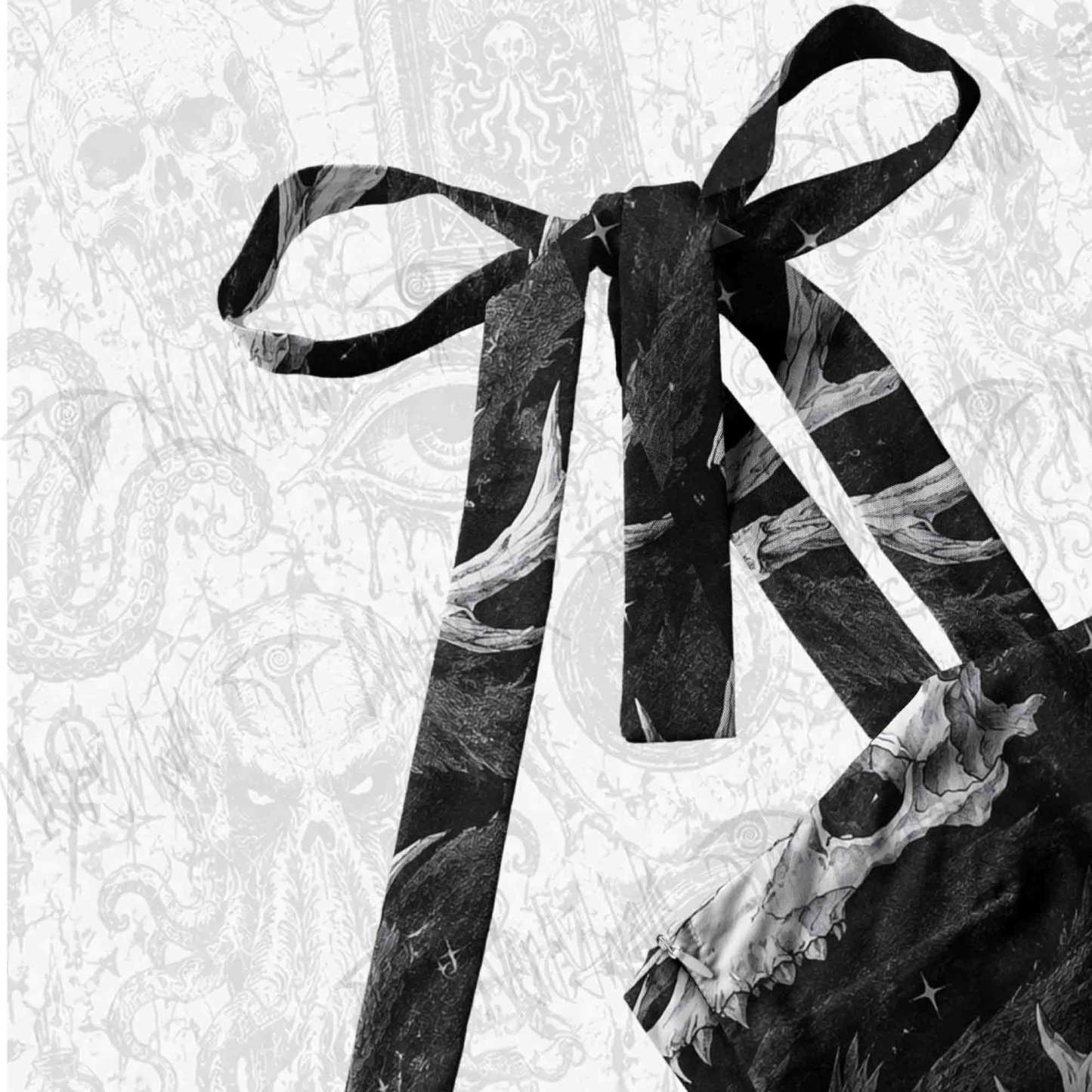 Wendigo Skulls Tie Shoulder Maxi Dress