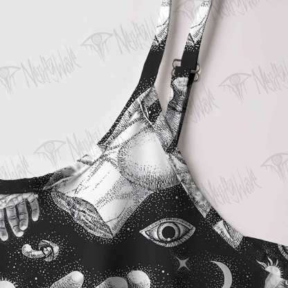Mysterious Outer Space Strap Midi Sundress