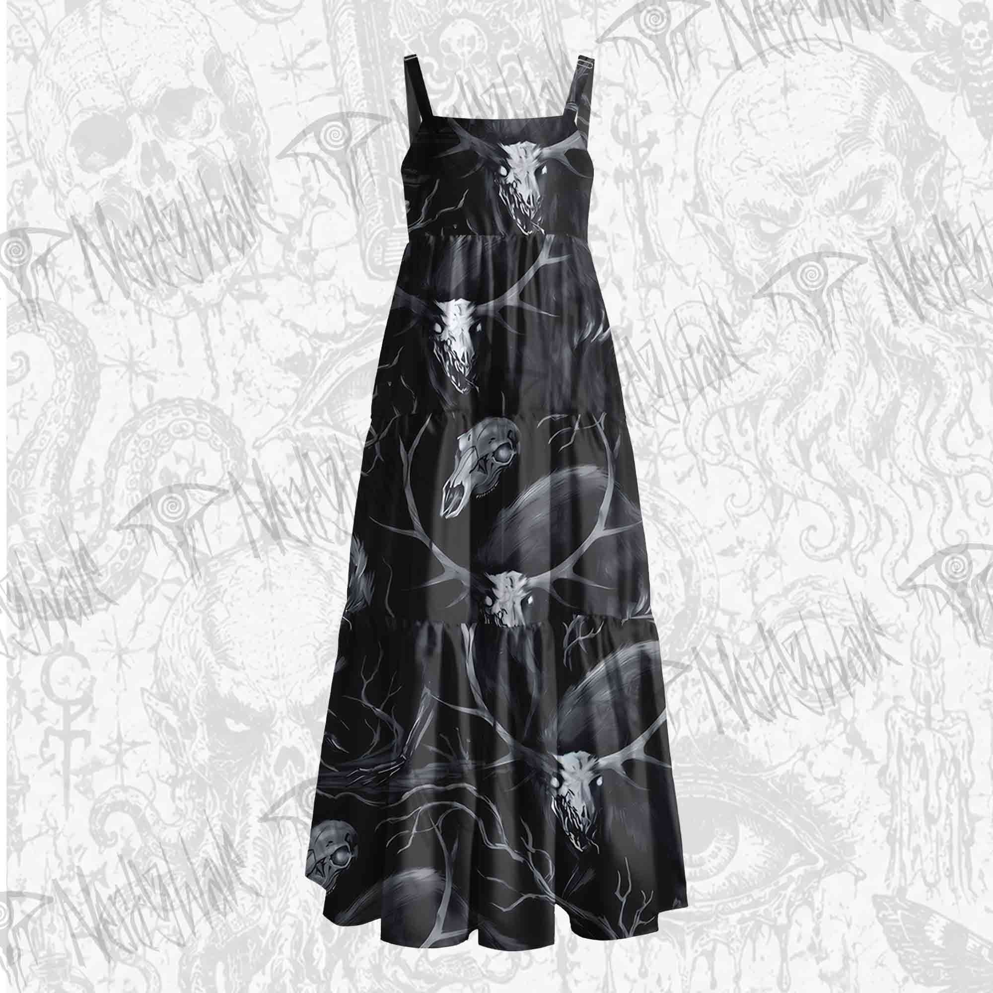Wendigo Folk Horror Wide Straps Maxi Dress