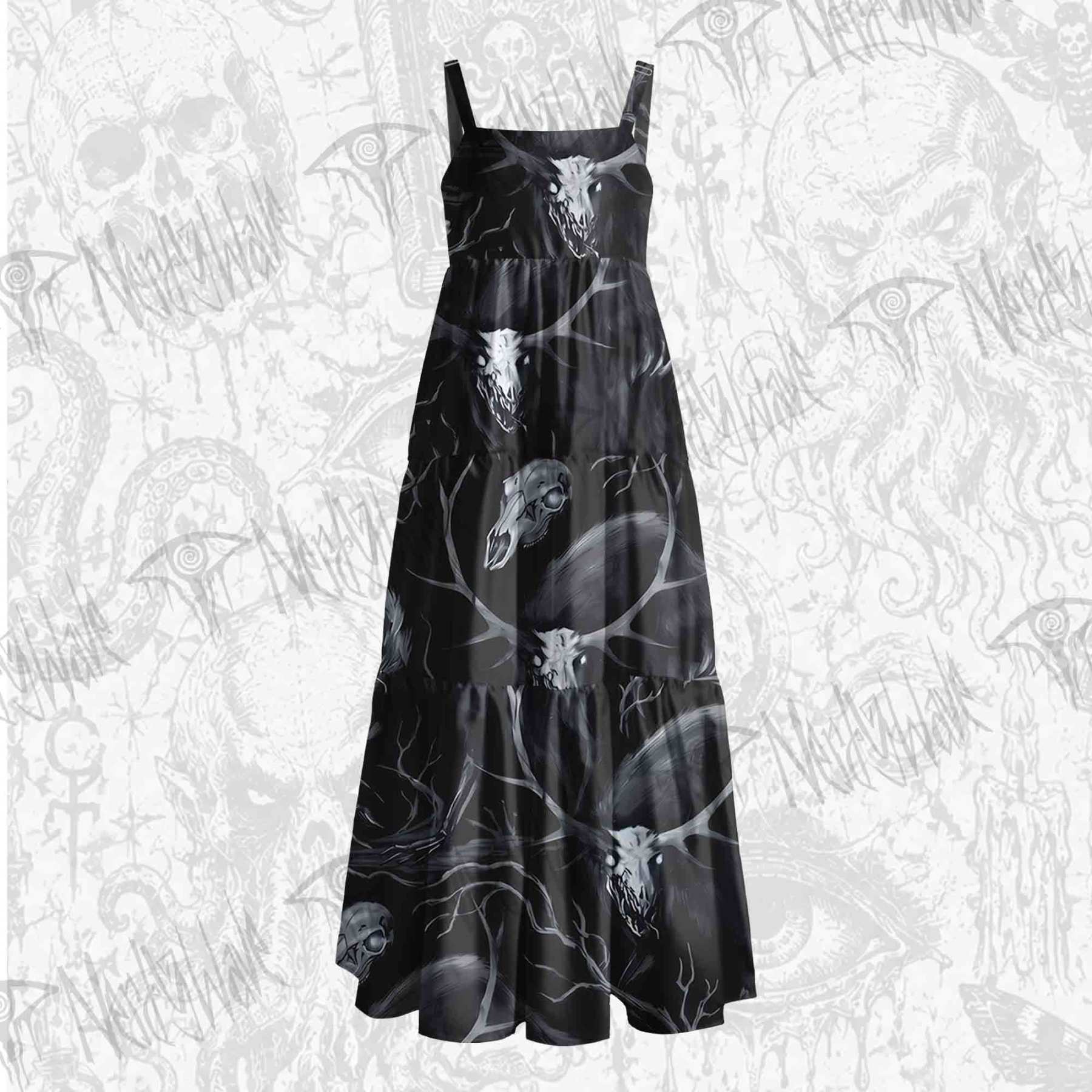 Wendigo Folk Horror Wide Straps Maxi Dress