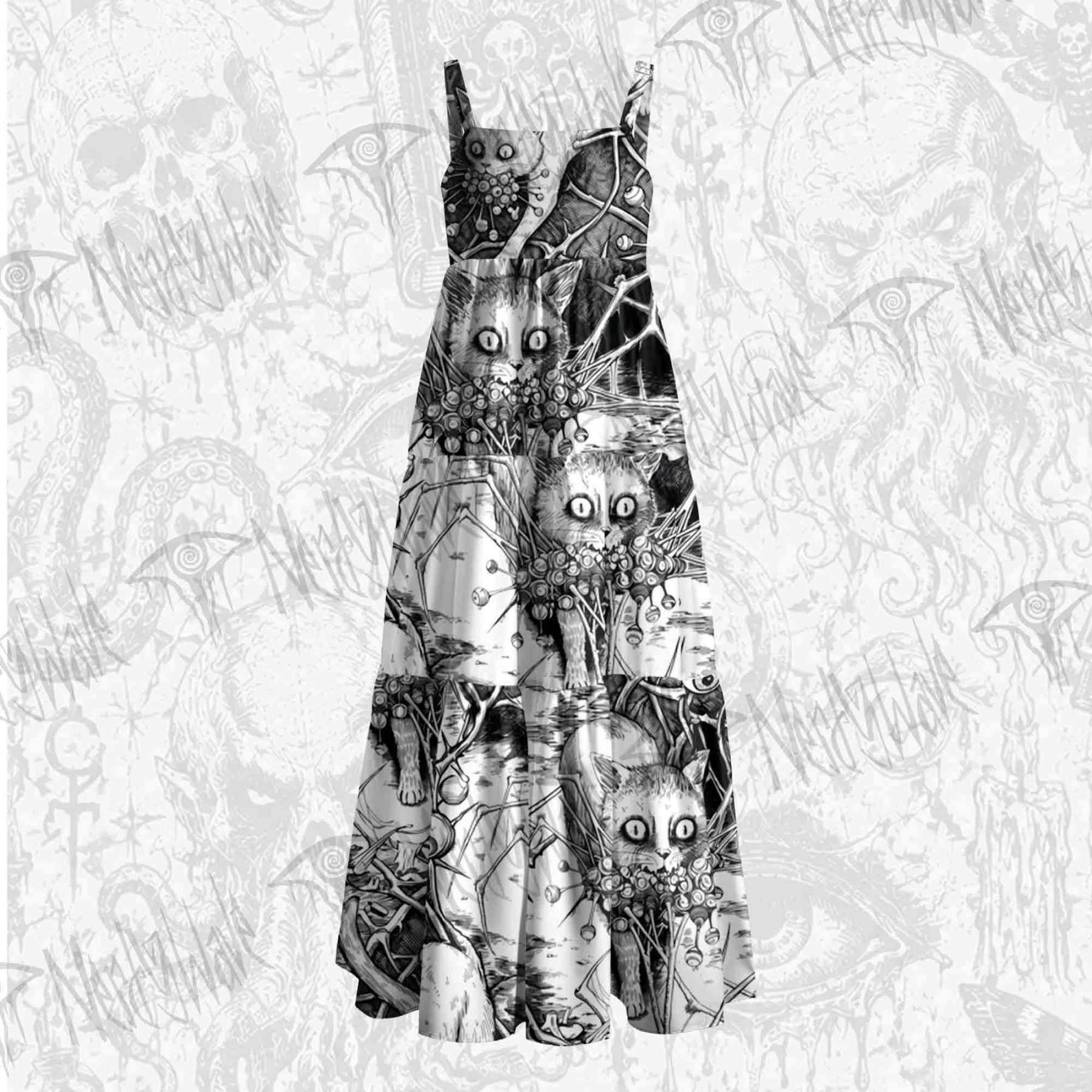 The Cats are Watching Wide Straps Maxi Dress