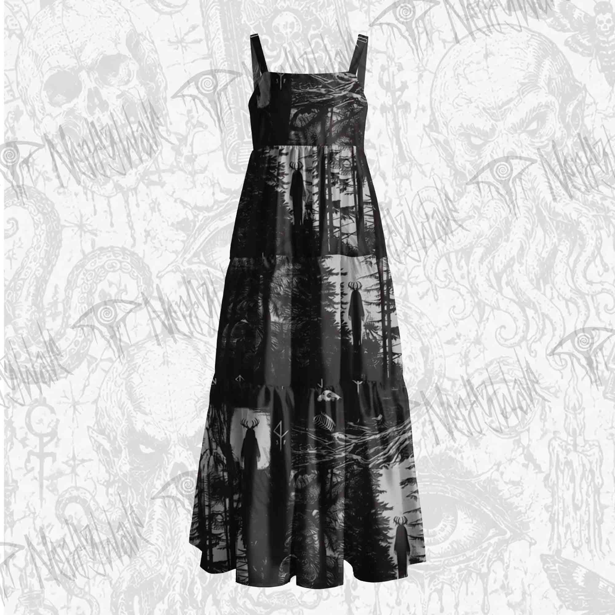 Forest Ritual Wide Straps Maxi Dress