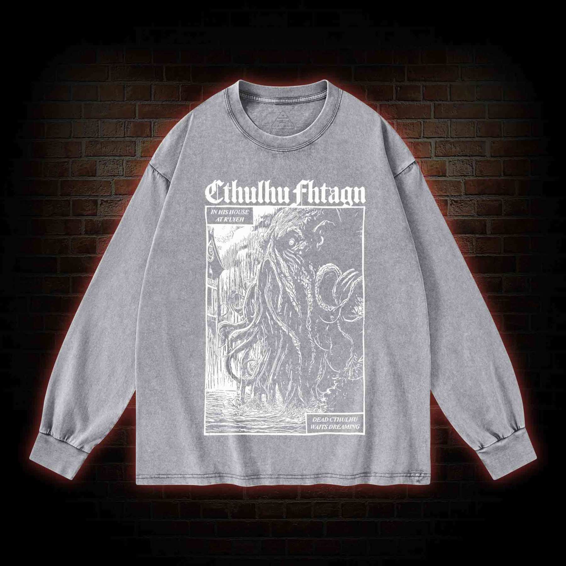 Cthulhu Fhtagn Washed Long-Sleeve T-shirt
