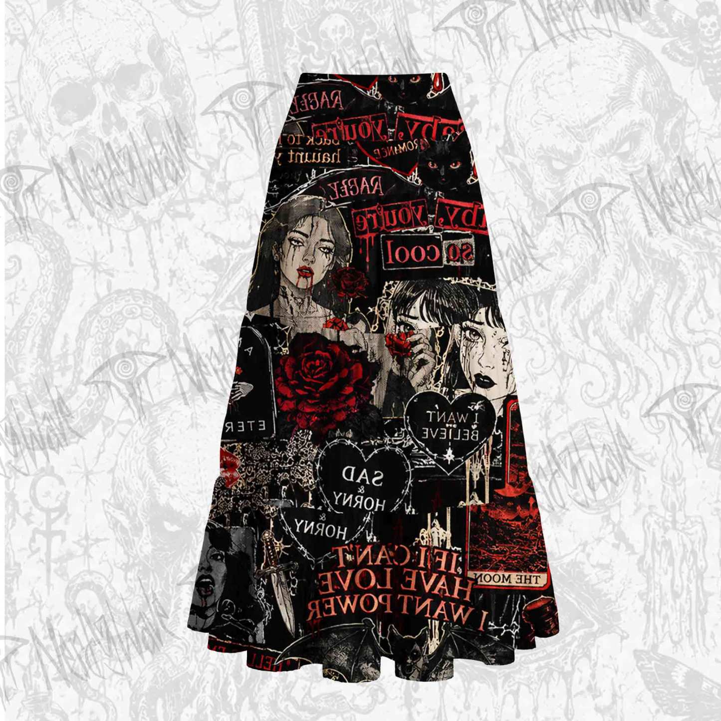 Vintage Stay Spooky Tiered Skirt
