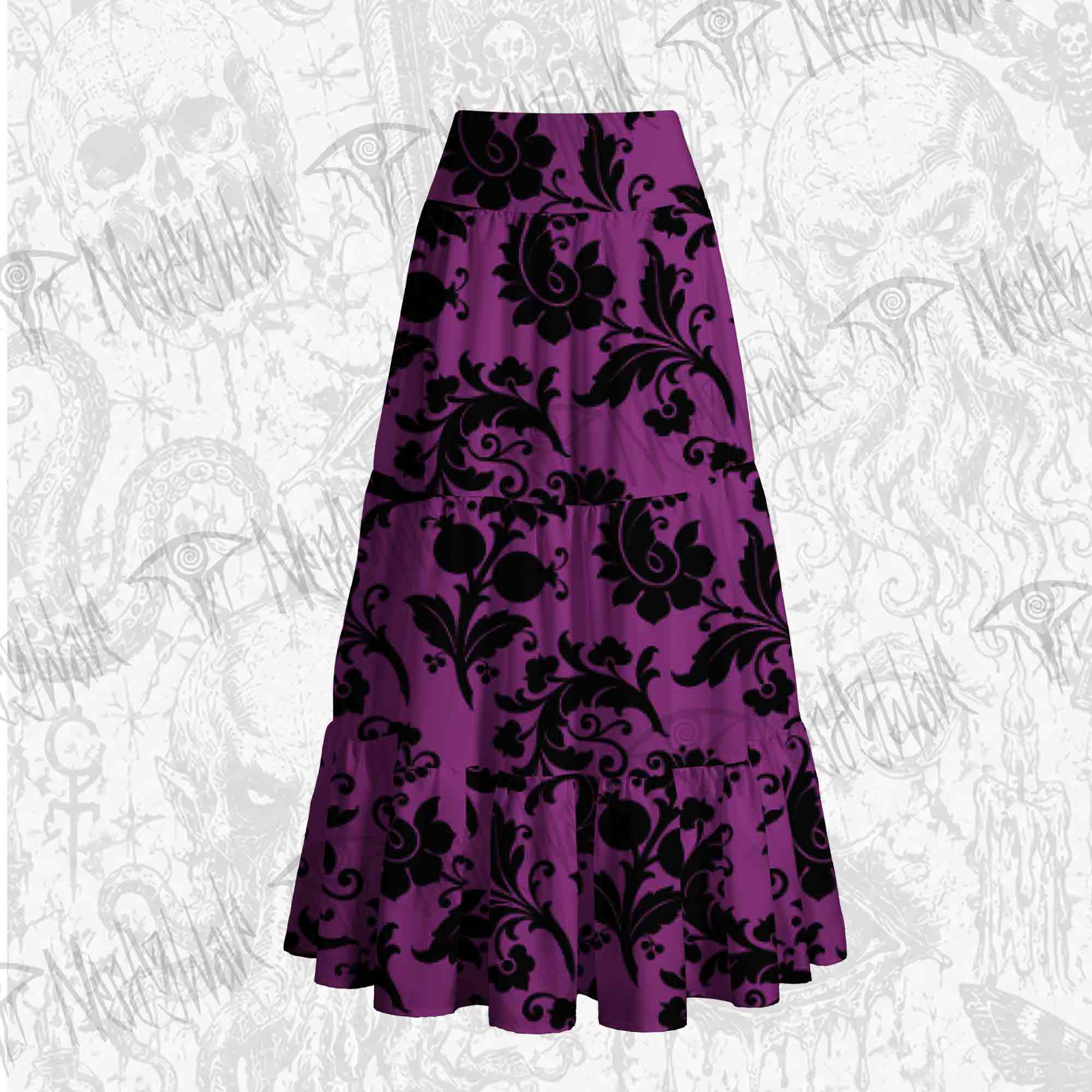 Black Floral Tiered Skirt