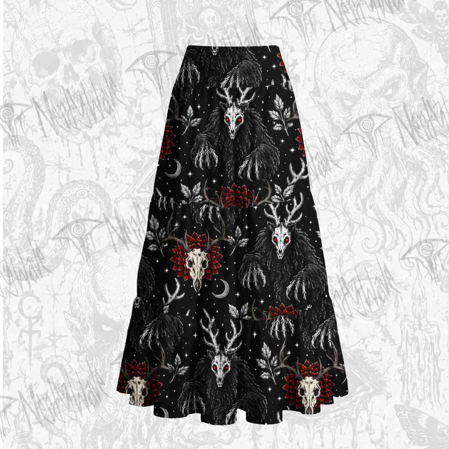 Wendigo Skulls Tiered Skirt