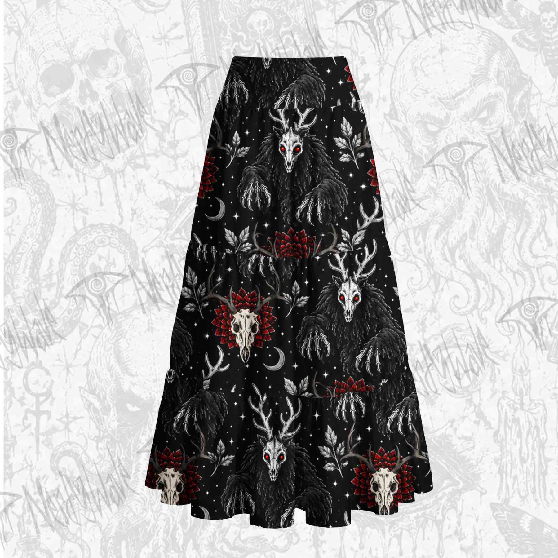 Wendigo Skulls Tiered Skirt