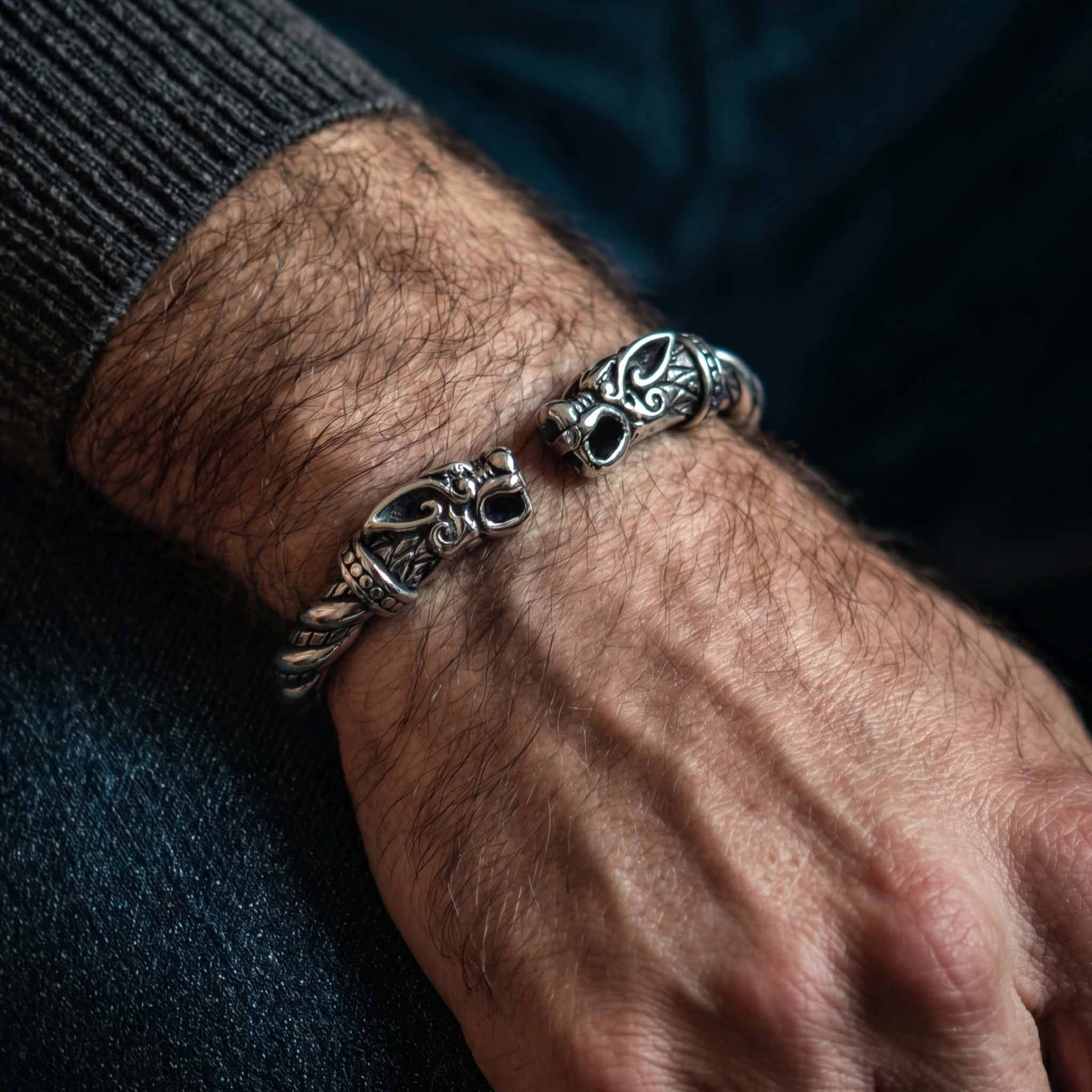Viking Wolf Head Torque Bracelet