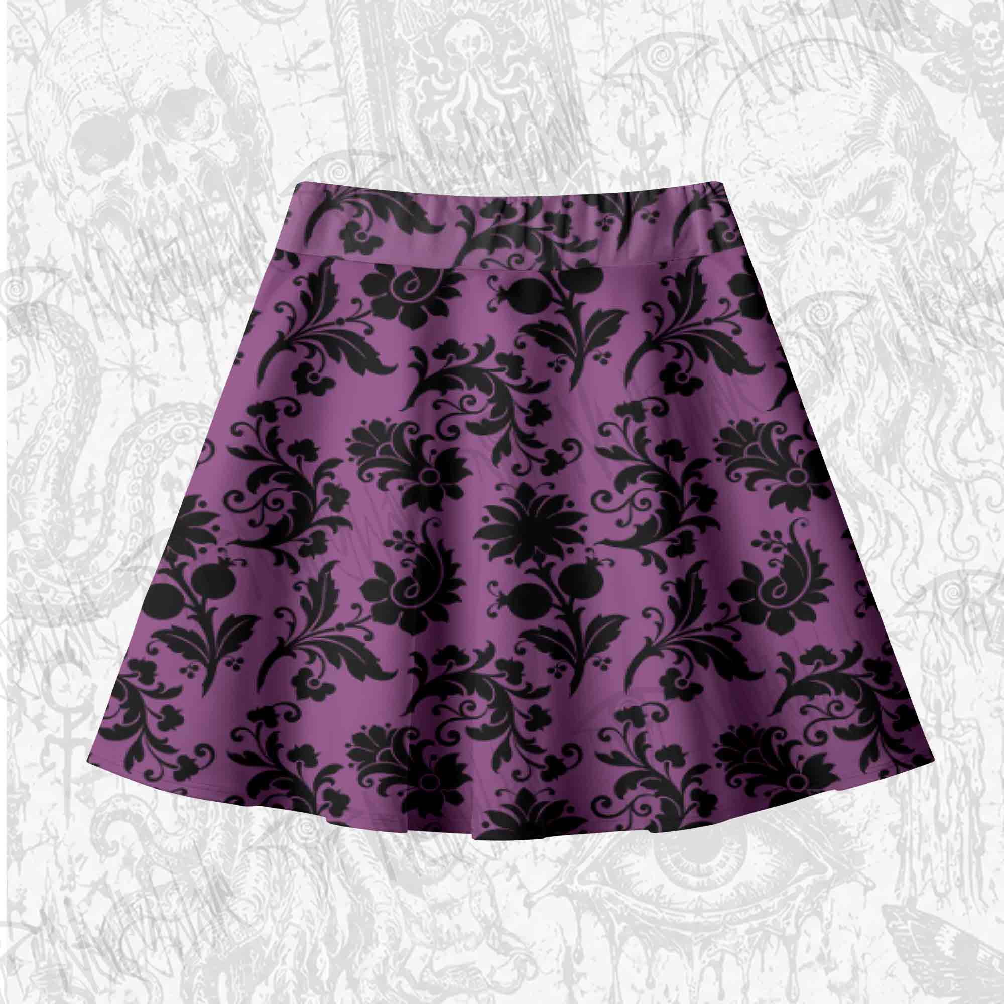 Black Floral Skateboard Skirts