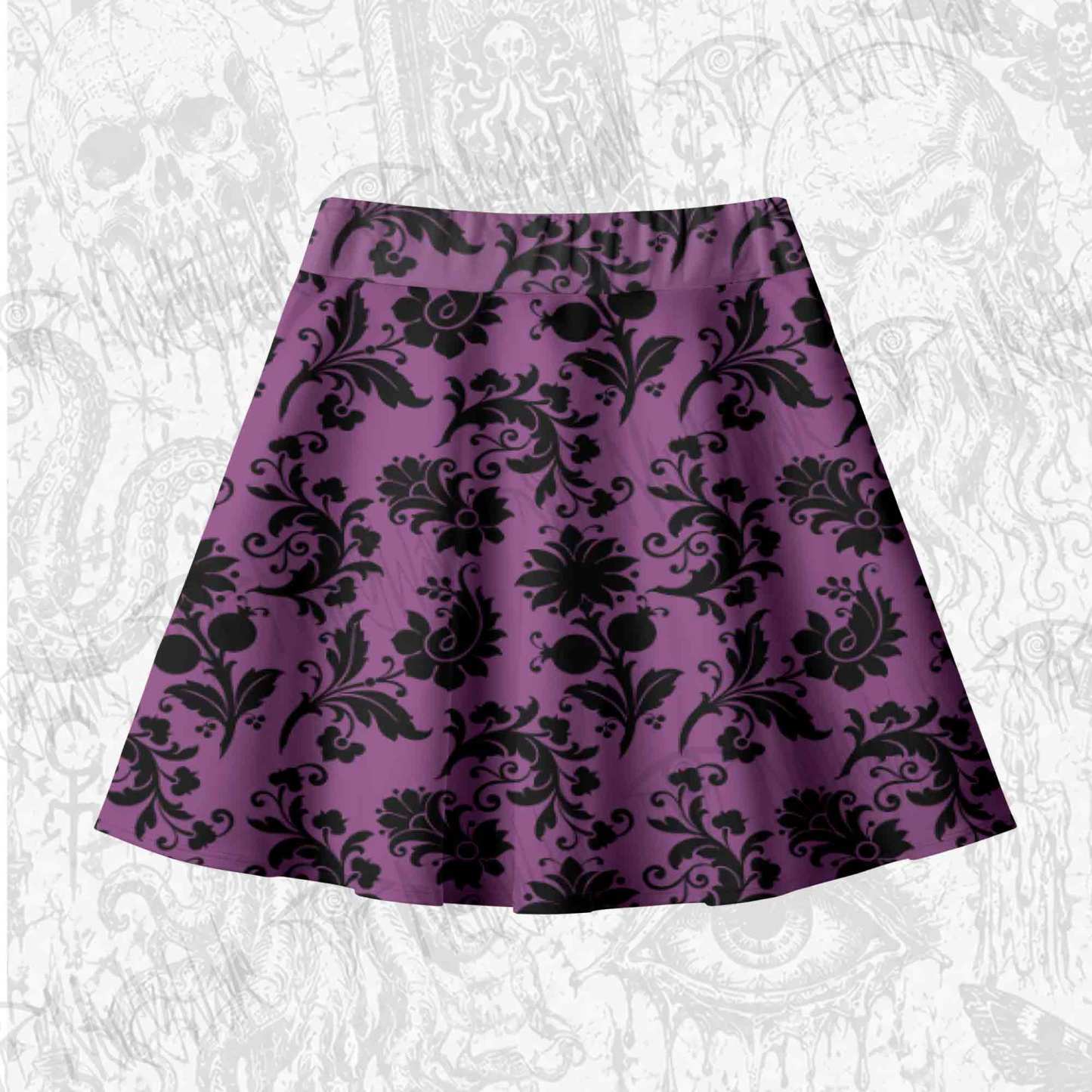 Black Floral Skateboard Skirts