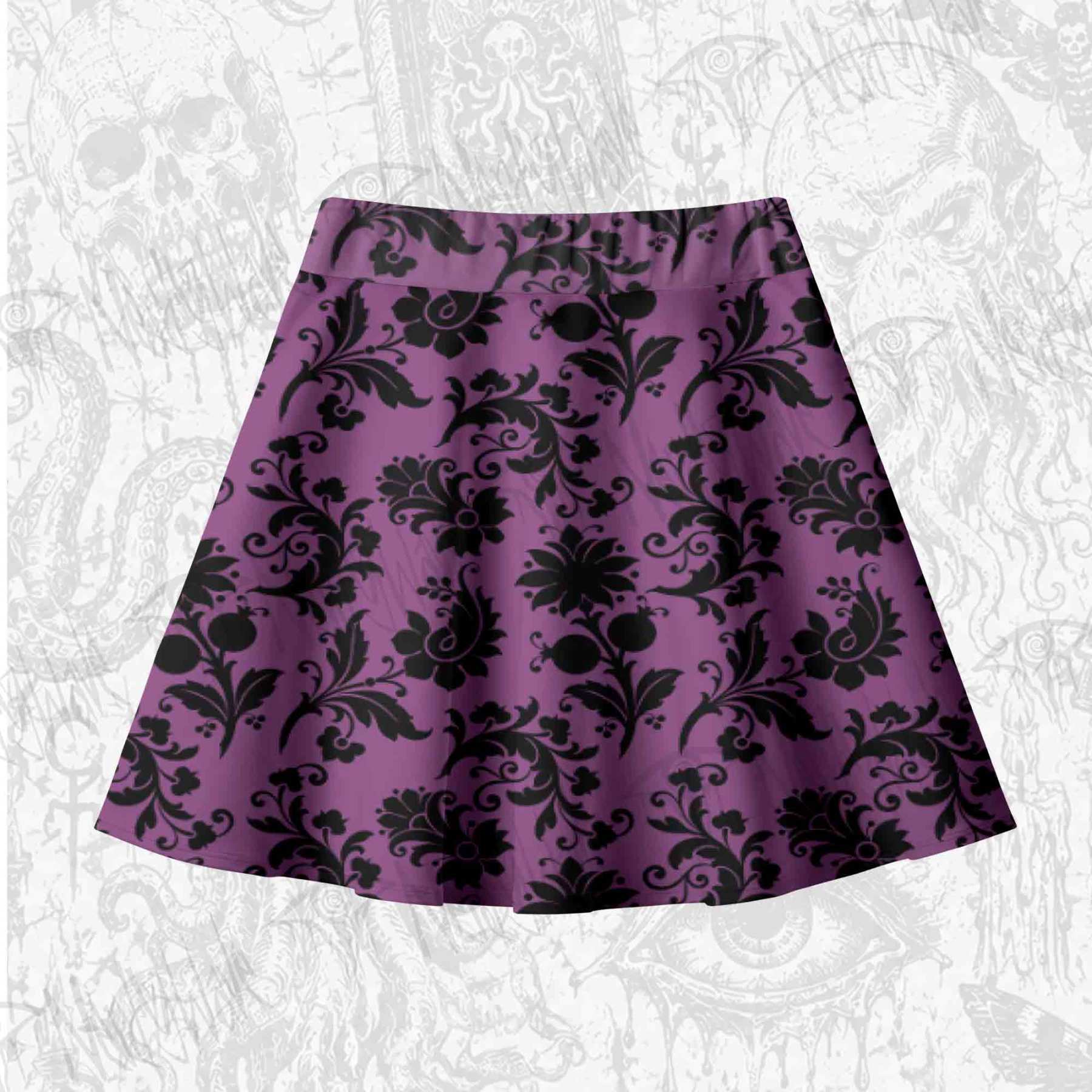 Black Floral Skateboard Skirts