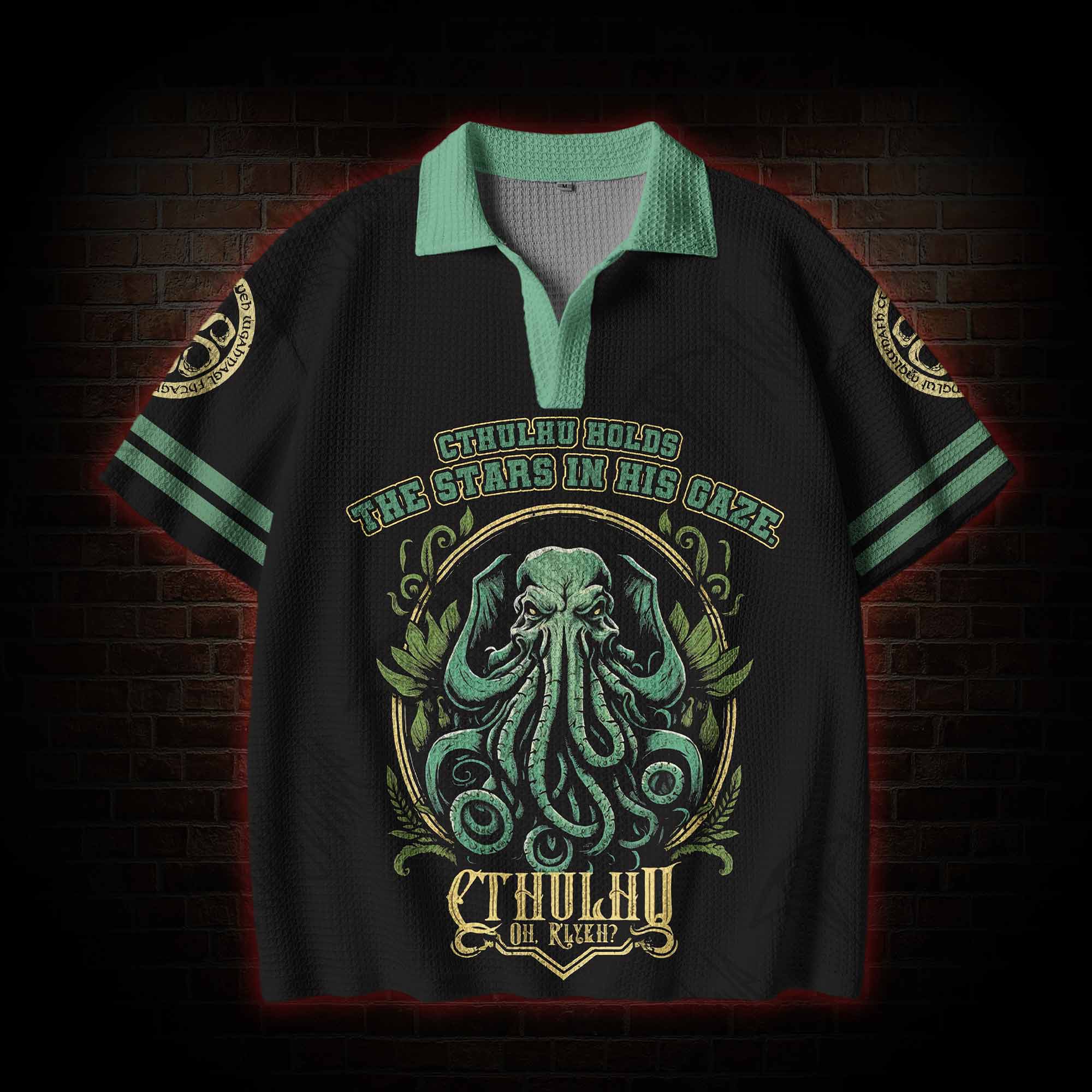 Cthulhu Gaze Crochet Knit Polo Shirt