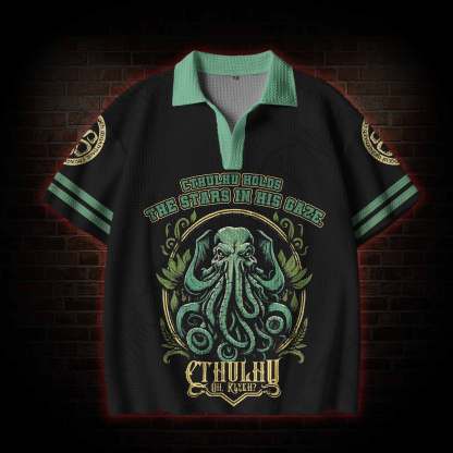 Cthulhu Gaze Crochet Knit Polo Shirt