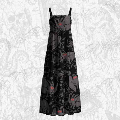 Mothman in the Jungle Cotton Wide Straps Maxi Dress