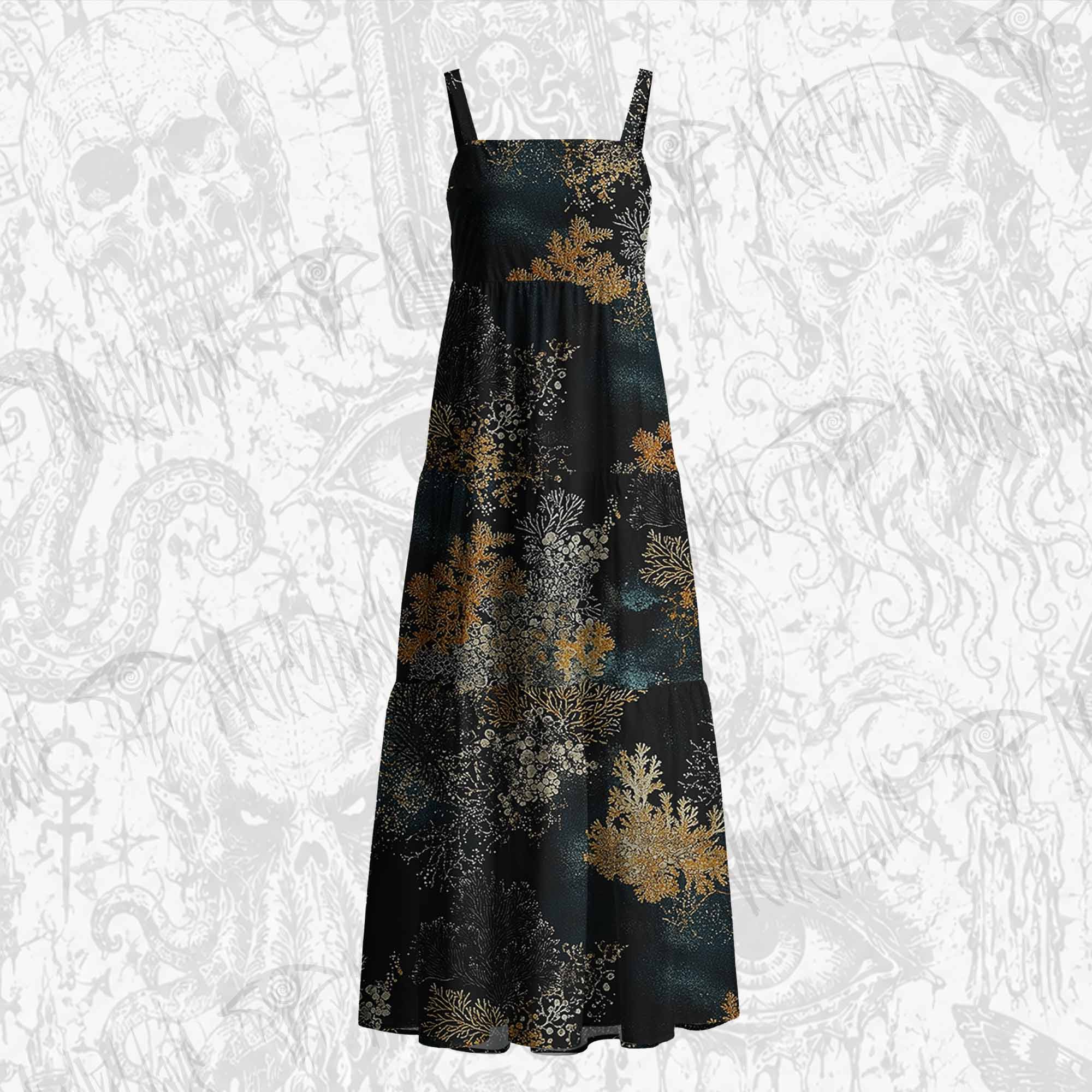 Overlooking the Dark Forest Cotton Wide Straps Maxi Dress