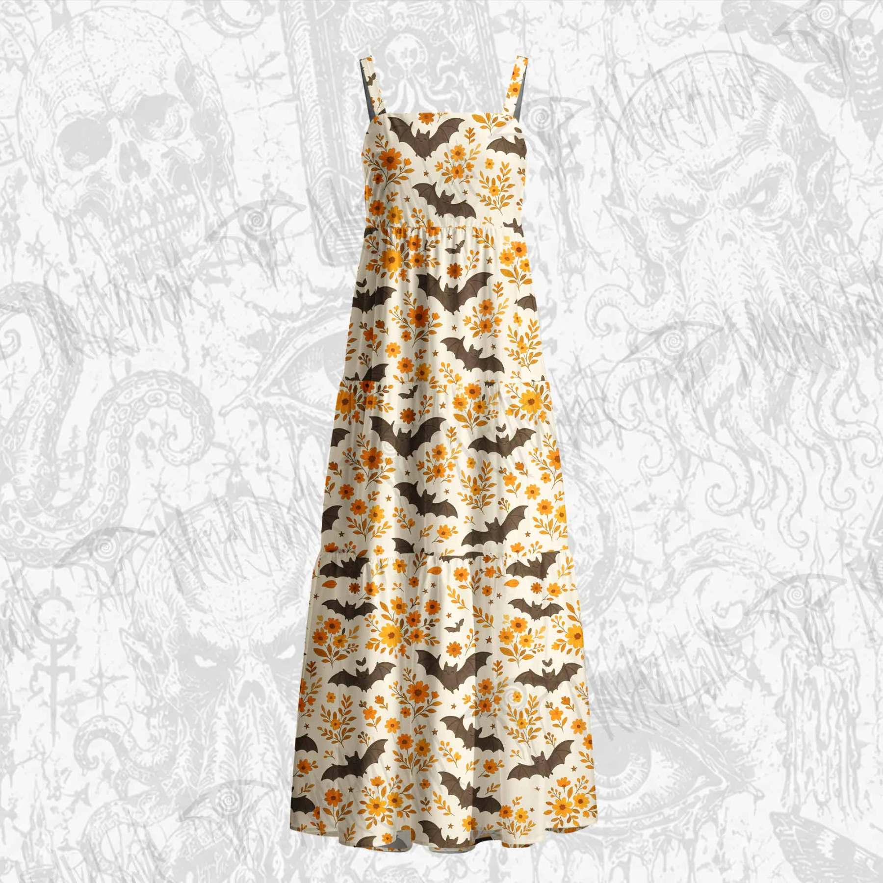 Batty Botanical Cotton Wide Straps Maxi Dress