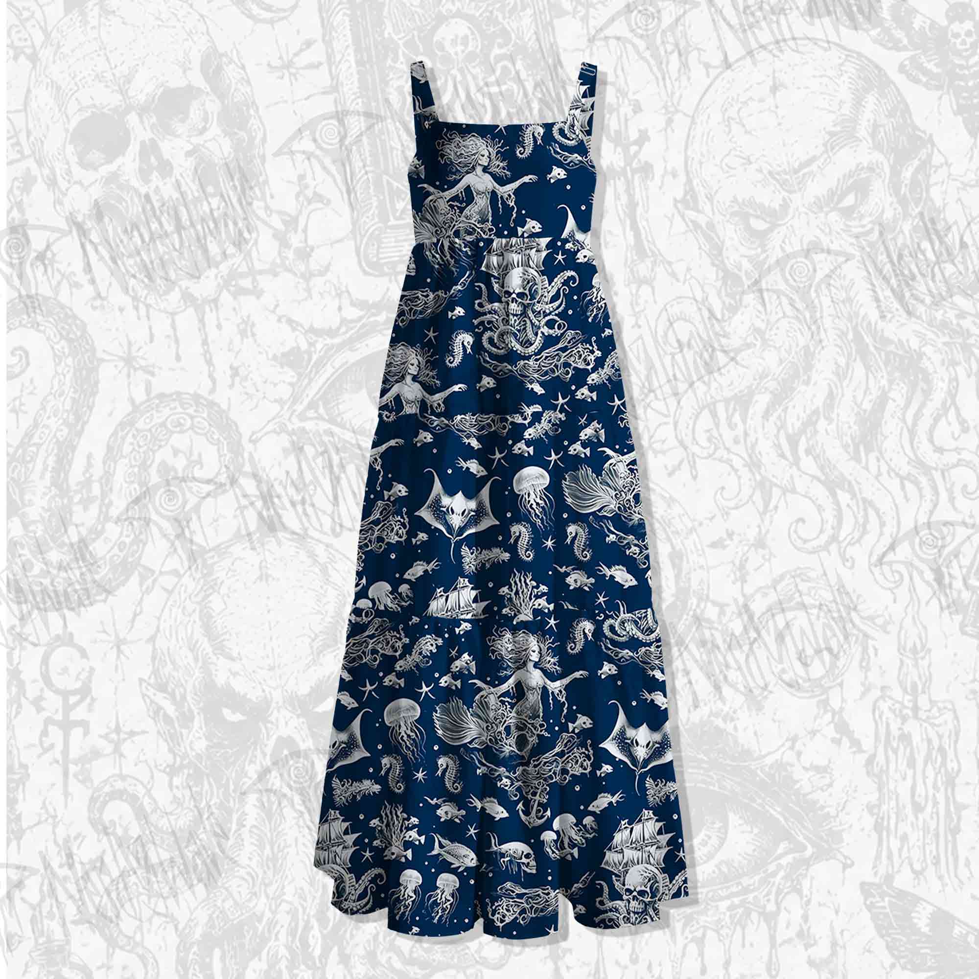Abyssal Echoes Wide Straps Maxi Dress