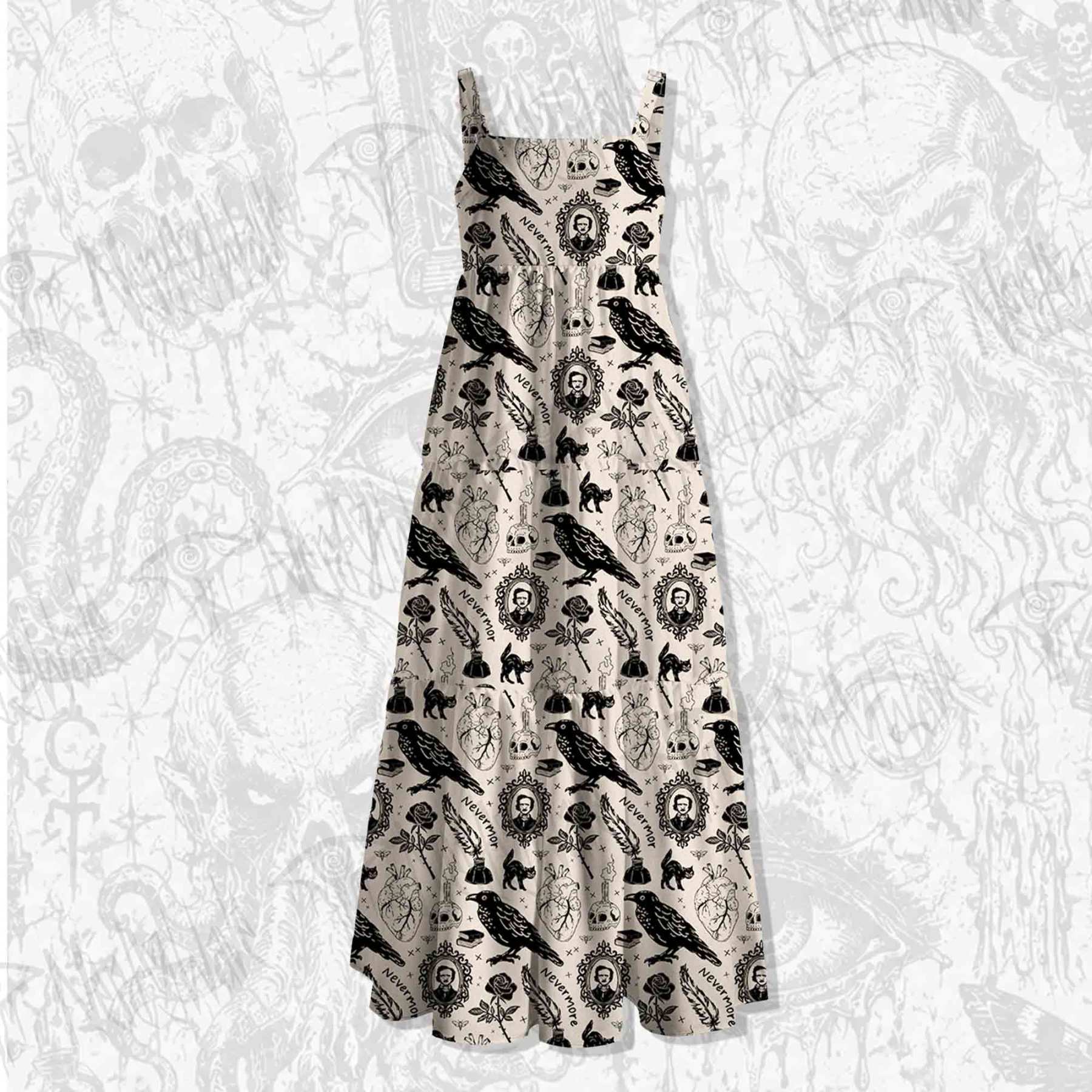Raven’s Ink Wide Straps Maxi Dress