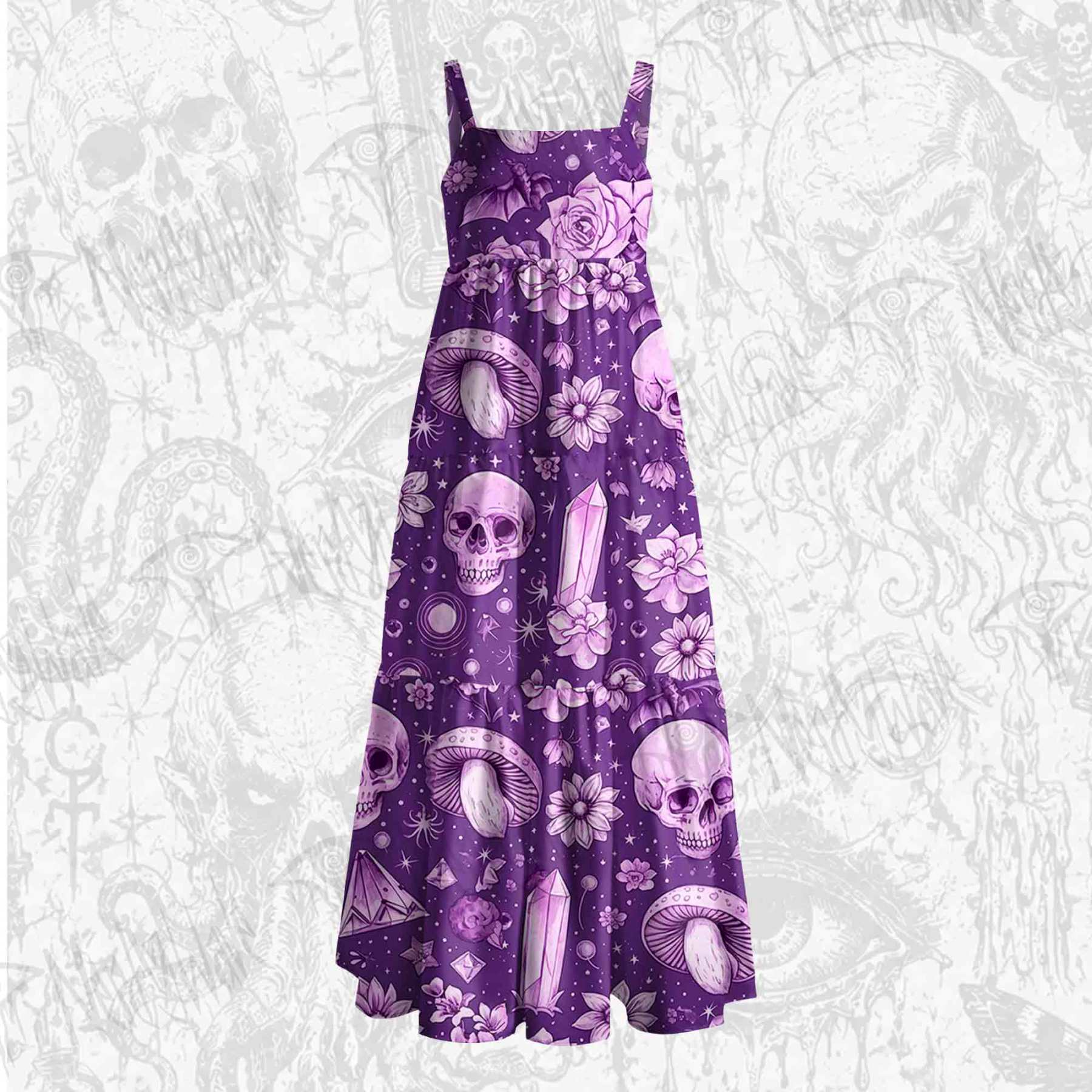Violet Venom Wide Straps Maxi Dress